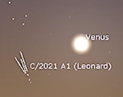 REPORTE #221 – PASO CERCANO DEL COMETA C/2021 A1 LEONARD AL PLANETA VENUS – MAÑANA 17 DICIEMBRE A PARTIR DE HRS. 19:00