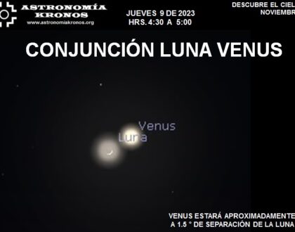 DESCUBRE EL CIELO – JUEVES 9 DE NOVIEMBRE 2023 - HRS. 4:30 A 5:00 – CONJUNCIÓN LUNA Y VENUS